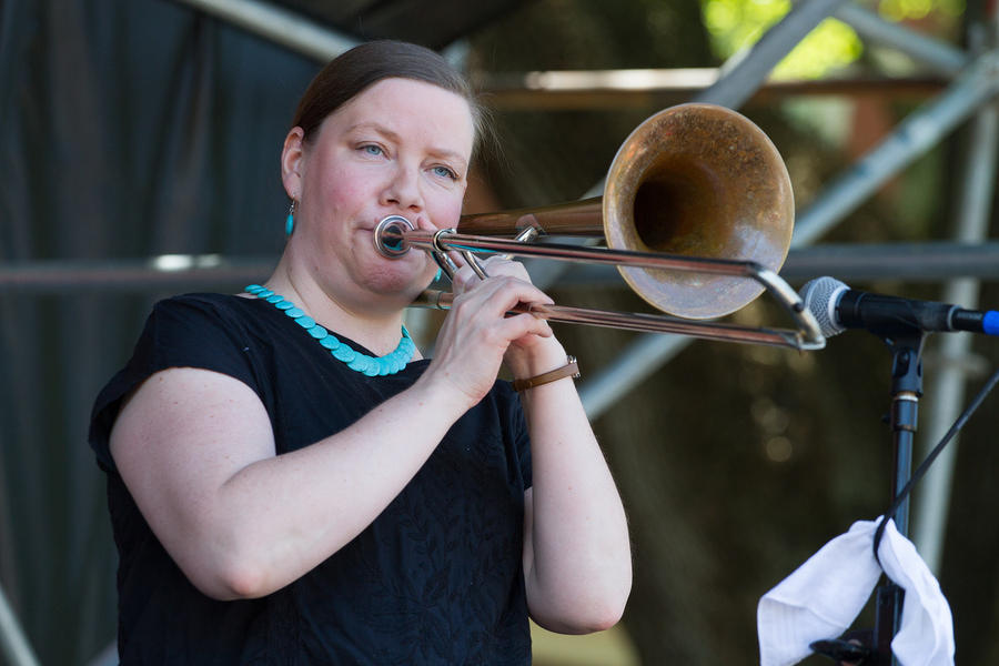 Katja Toivola on trombone