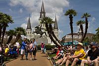 Posing in front of St. Louis Cathedral