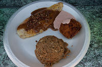 Pecan Catfish, Mirliton, Crab Cake combo