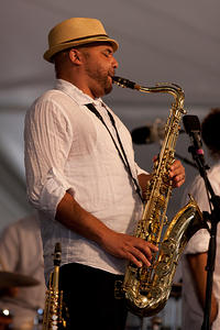 Derek Douget on alto sax
