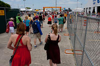 Patrons enter the Sauvage St. gate