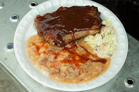 BBQ Pork Ribs, BBQ Turkey Wings, Meaty White Beans, Cole Slaw