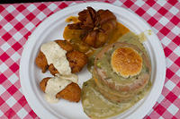 Crawfish Sack, Oyster Patties, Crawfish Beignets combo